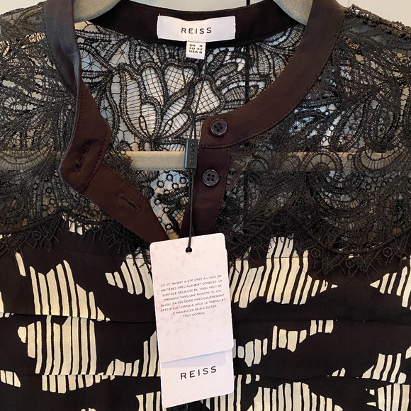 NWT REISS Ana-Lace Placement Print Top | 0 - Picture 4 of 13